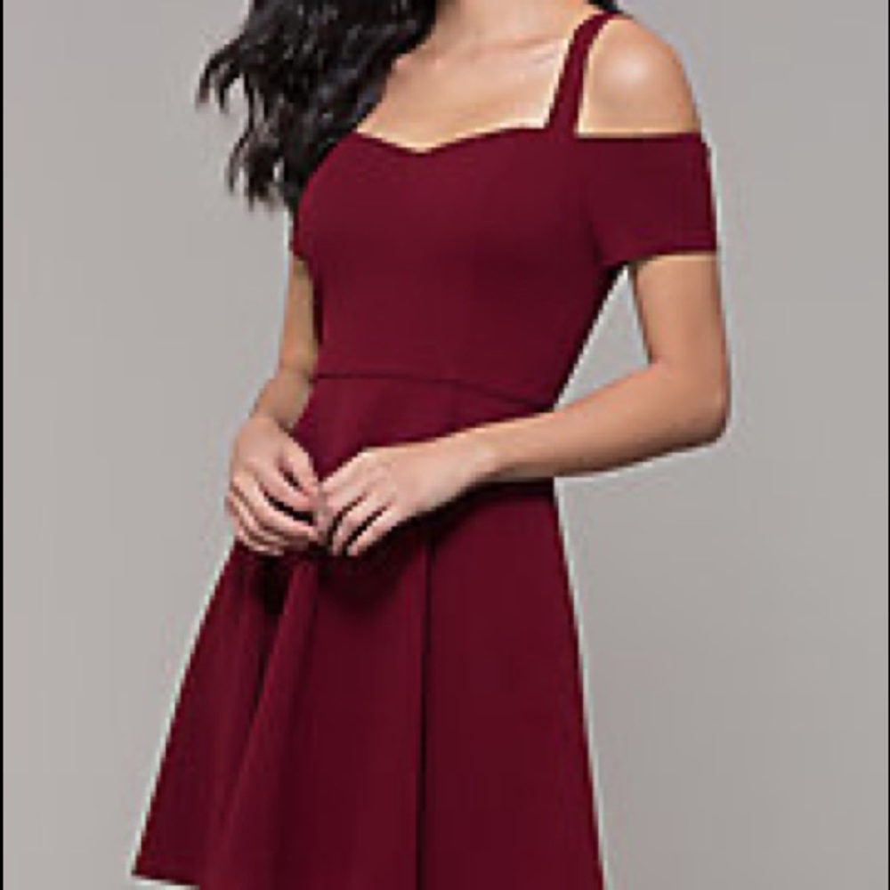 Dark Red/Maroon/Burgundy Off the Shoulder Dress